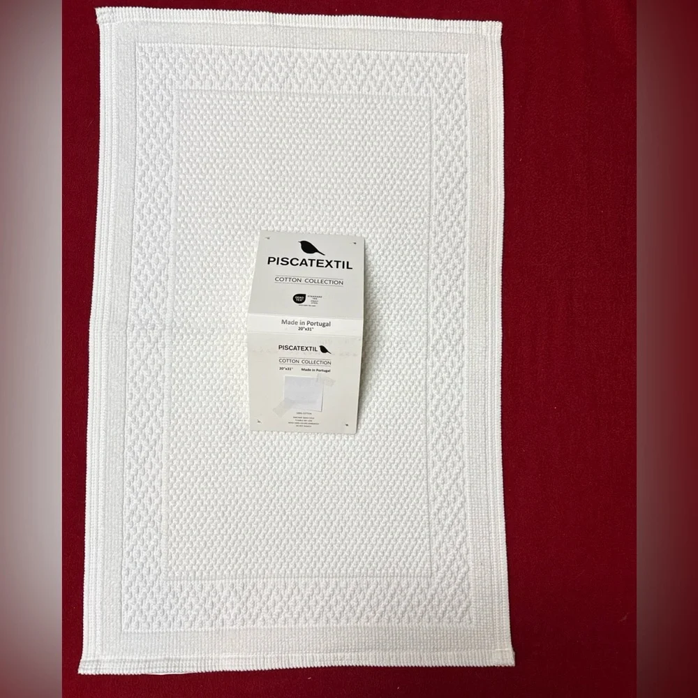Piscatextile Bath Rug COTTON OEKO-TEX White 20 X31” Made In Portugal NWT